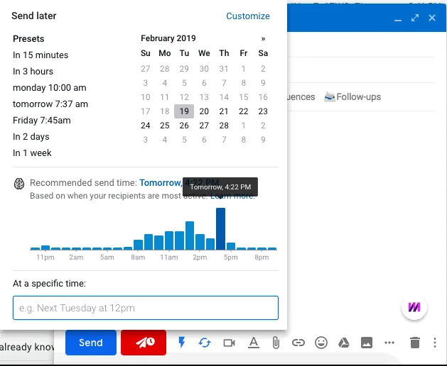 Trendalytics example graphic Send later