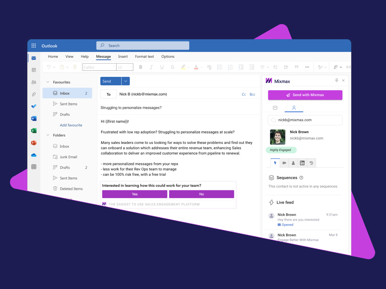 Mixmax add-in for Outlook