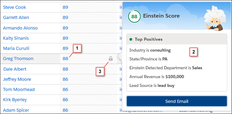 Einstein lead scoring