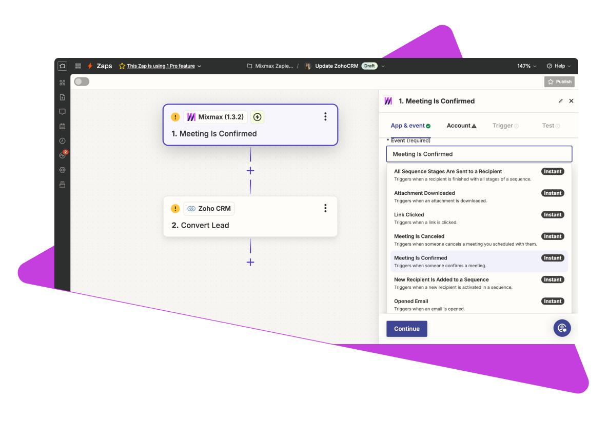 Zapier Mixmax - Zoho CRM Integration