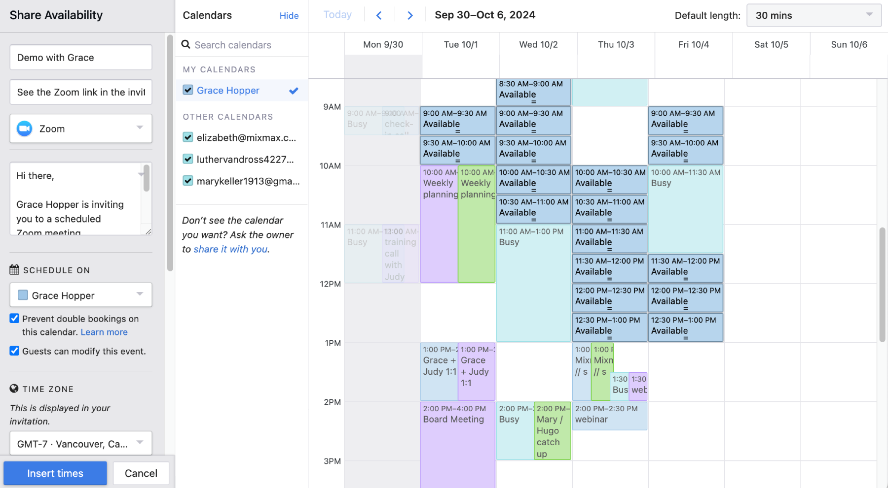 Mixmax shared scheduling